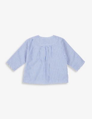 Caramel Babies' Dragonet Buttoned Cotton Shirt 3-24 Months In Blue/white Stripe