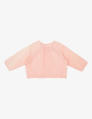 Shop Caramel Pink Krill Cropped Cotton-blend Blouse 3-24 Months