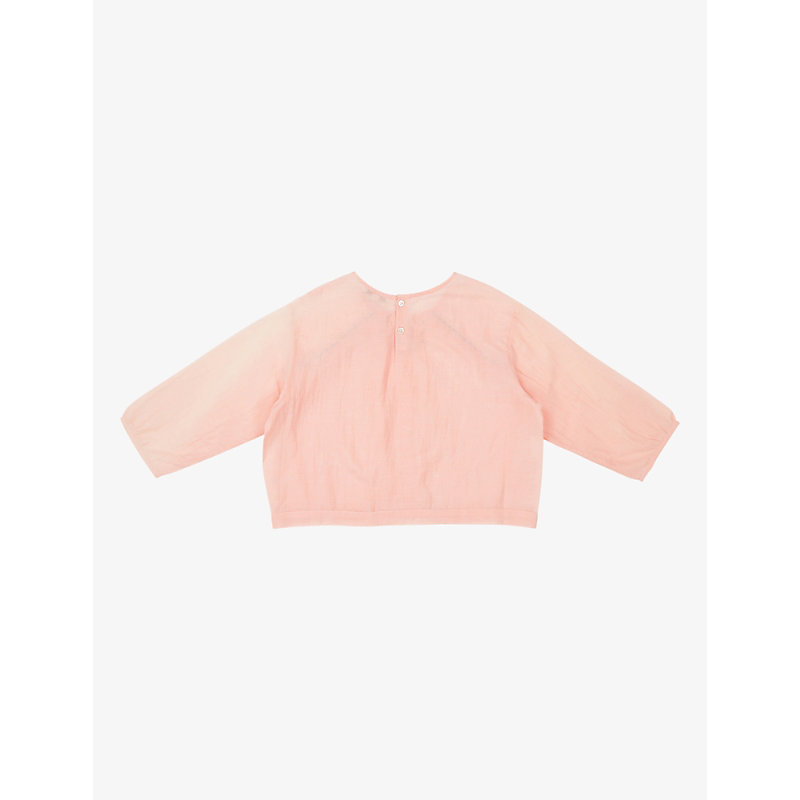 Shop Caramel Krill Cropped Cotton-blend Blouse 3-24 Months In Pink