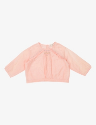 Caramel Babies' Krill Cropped Cotton-blend Blouse 3-24 Months In Pink