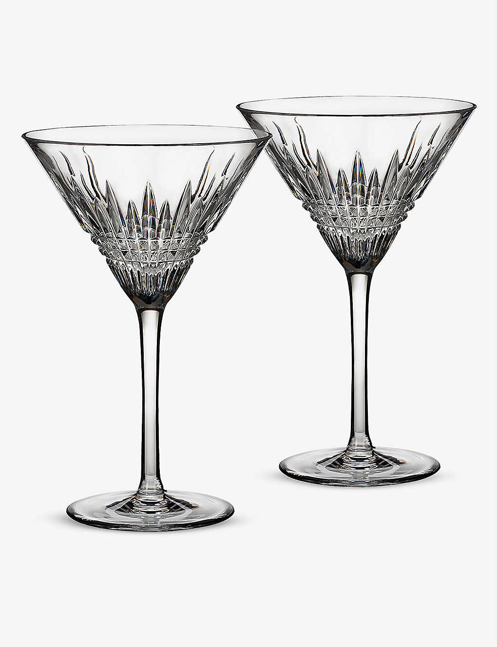 Waterford Lismore Diamond Crystal Martini Glasses Set-of-two