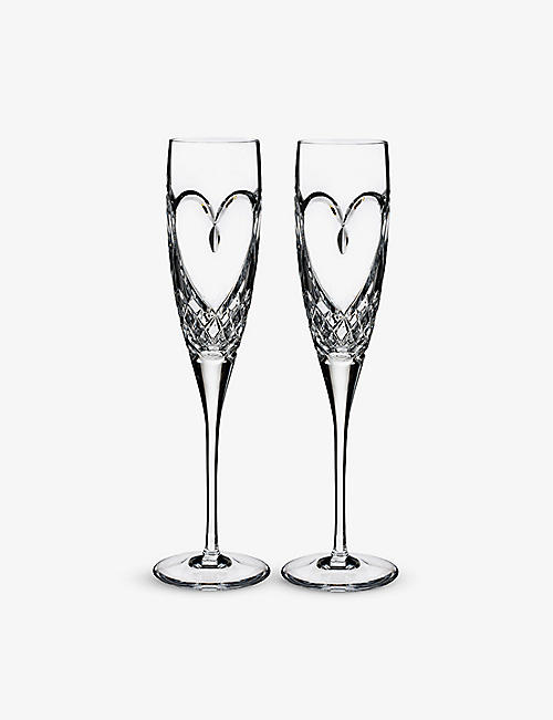 WATERFORD: True Love crystal flutes set of two