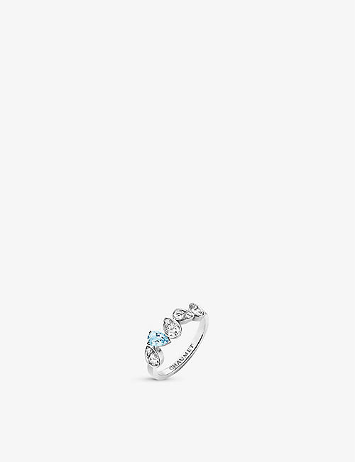 CHAUMET: Joséphine Ronde d'Aigrettes white-gold, diamond and aquamarine ring