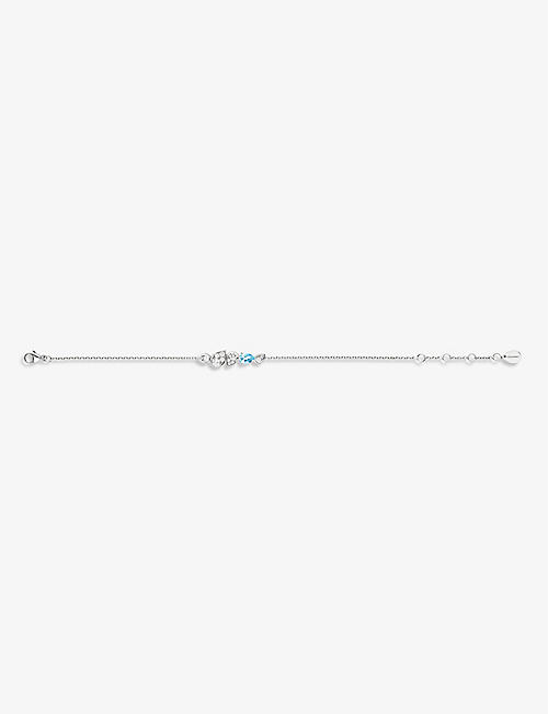CHAUMET: Joséphine Ronde d'Aigrettes 18ct white-gold, 0.34ct brilliant-cut diamond and 0.55ct pear-cut aquamarine bracelet