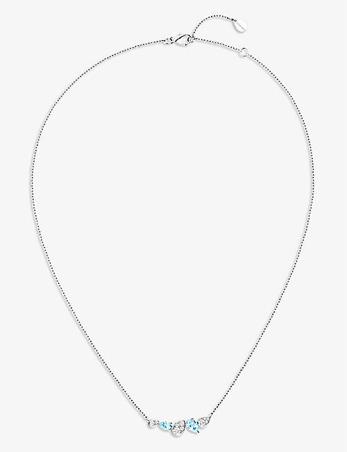 CHAUMET: Joséphine Ronde d'Aigrettes 18ct white-gold, 0.42ct brilliant-cut diamond and 0.72ct pear-cut aquamarine necklace