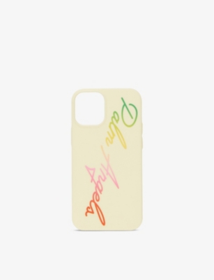 Palm Angels Womens Off White Rainbow Logo-print Iphone 12 Phone Case