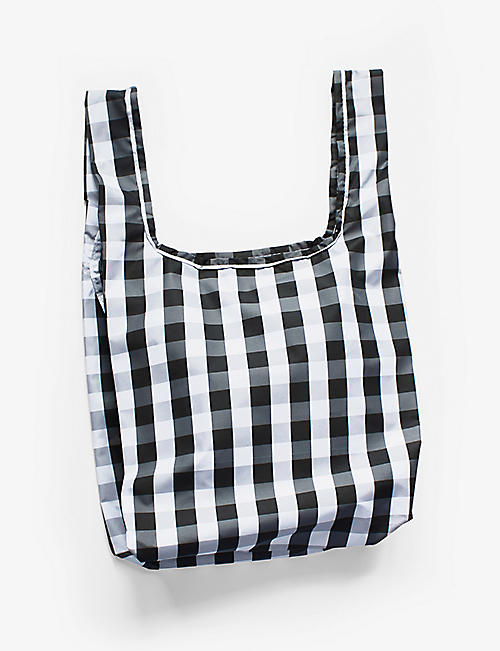 KIND BAG: Gingham-print reusable mini woven bag