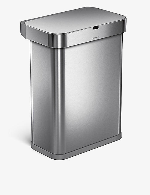SIMPLE HUMAN: Voice and motion-controlled sensor stainless steel bin 58L
