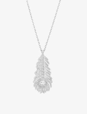 Shop Boucheron Women's White Plume De Paon 18ct White-gold And 1.34ct Diamond Necklace