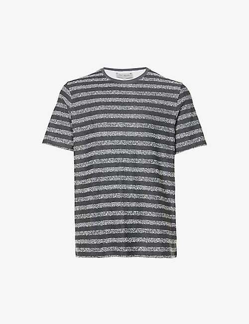 TED BAKER: Striped cotton-blend T-shirt