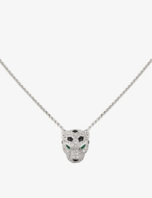 Cartier Womens White Gold Panthère De 18ct White-gold, 1.14ct Diamond, Emerald And Onyx Necklace