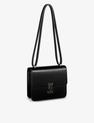 Shop Cartier C De  Mini Leather Cross-body Bag In Black