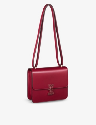 Cartier Womens Cherry Red Double C De Mini Leather Cross-body Bag In Cherry Red