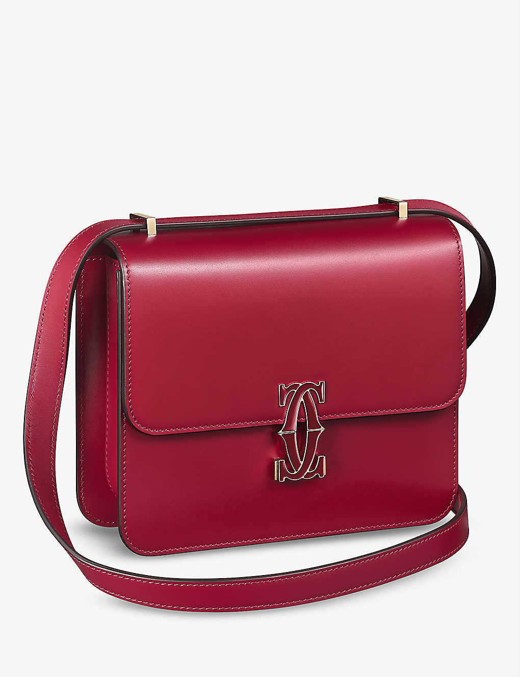 Cartier Womens Cherry Red Double C De Mini Leather Cross-body Bag