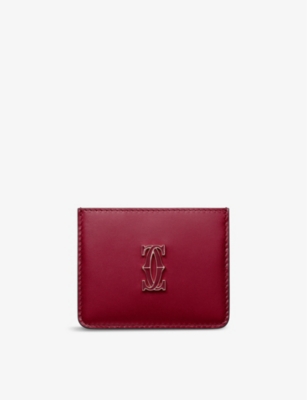 Cartier Cherry Red Double C De Leather Card Holder