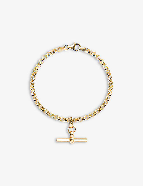 TILLY SVEAAS: T-bar 23ct yellow gold-plated sterling-silver bracelet