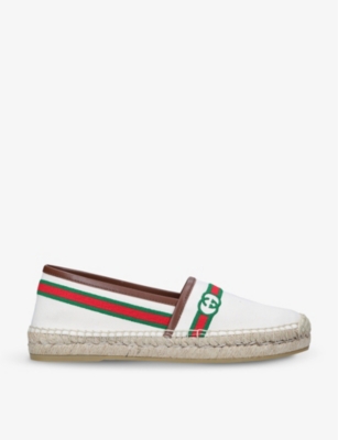 GUCCI Pilar logo embellished leather espadrilles Selfridges