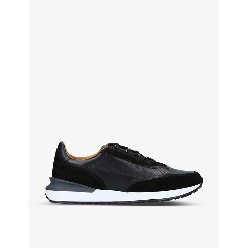 MAGNANNI XL GRAFTON PERFORATED LEATHER AND SUEDE TRAINERS,R03754609