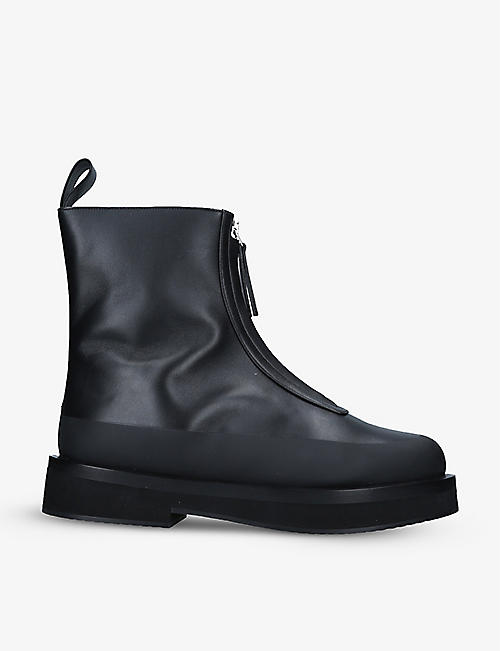 NEOUS: Malmok zip-front leather ankle boots