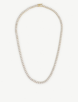 OMA THE LABEL: 18ct gold-plated brass and crystal tennis necklace