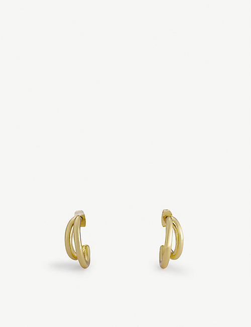 OMA THE LABEL: Epa 18ct gold-plated brass and crystal hoop earrings