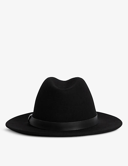 ALLSAINTS: Bronson leather-trim wool fedora hat