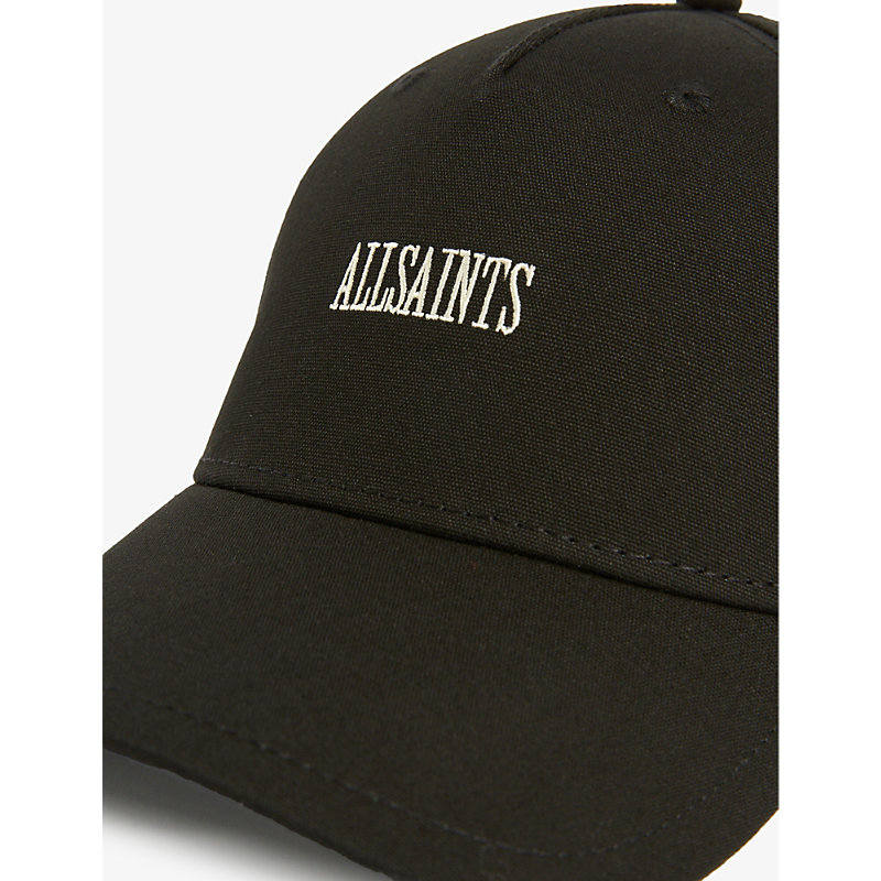 Shop Allsaints Axl Logo-embroidered Canvas Baseball Cap In Black/white