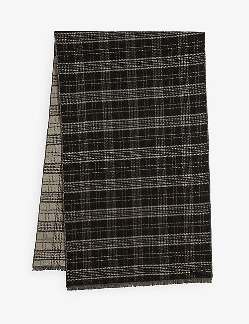 ALLSAINTS: Keenan check-print wool-blend scarf