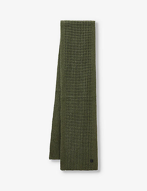 ALLSAINTS: Nevada logo-patch knitted scarf