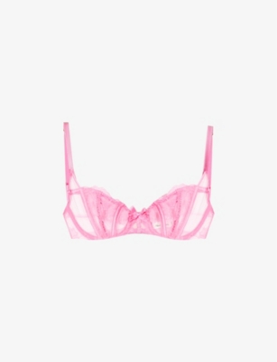 AGENT PROVOCATEUR - Rozlyn floral-embroidered lace balconette bra ...