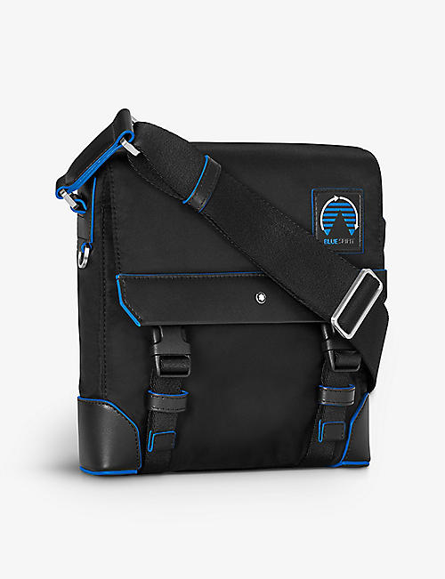 MONTBLANC: Blue Sprit leather-trim shell cross-body envelope bag