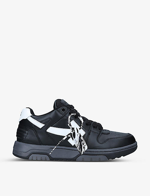 OFF-WHITE C/O VIRGIL ABLOH: Out Of Office logo-embroidered leather low-top trainers