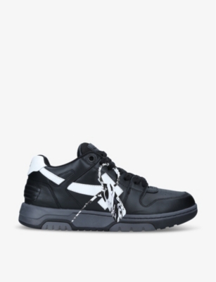 Off-white Out Of Office Logo-embroidered Leather Low-top Trainers In Blk/white