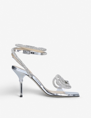 Silver designer online heels