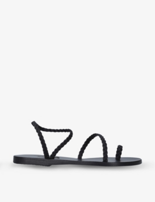 Ancient Greek Sandals Woman Thong Sandal Black Size 8 Soft Leather In Black