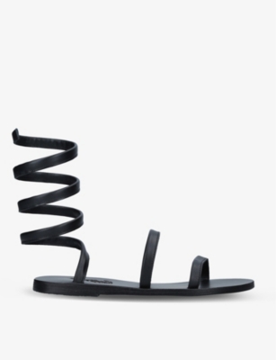 Ancient Greek Sandals Ofis Wraparound Mid-calf Sandals In Black