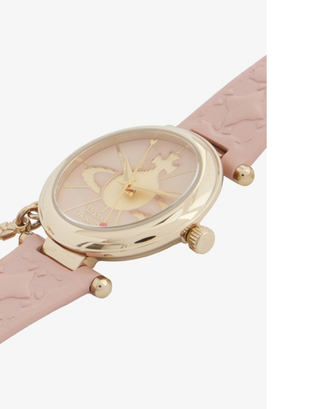 VV006PKPK Orb II gold-plated PVD and leather watch