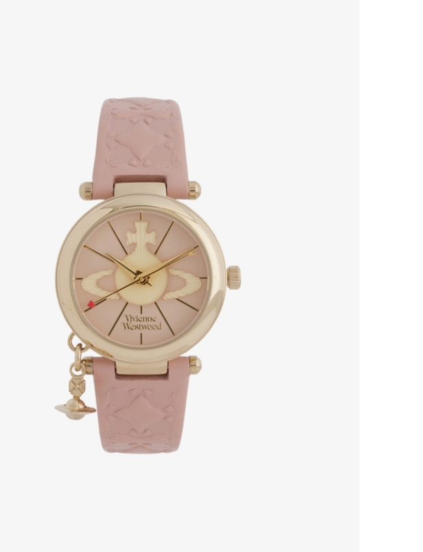 VV006PKPK Orb II gold-plated PVD and leather watch
