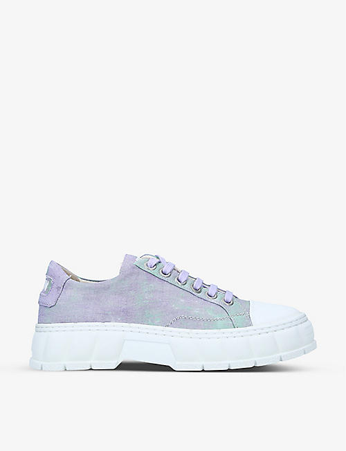 VIRON: 1968 abstract-print recycled-canvas low-top trainers