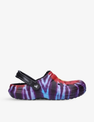 Lined tie dye crocs on sale