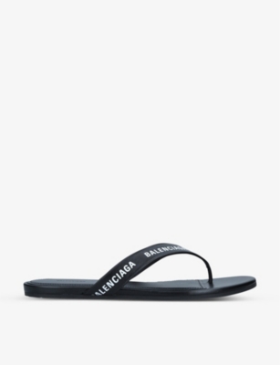 Balenciaga logo print leather on sale sandals