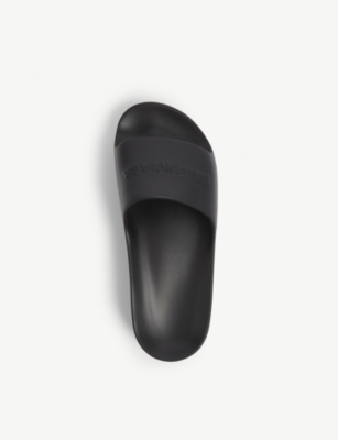 Shop Balenciaga Women's Black Mono Platform Rubber Pool Slides