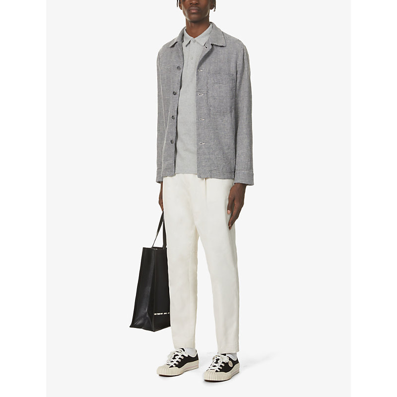 Shop Sunspel Men's Grey Melange Riviera Cotton-piqué Polo Shirt