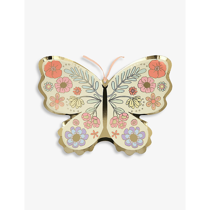 Meri Meri Butterfly Floral-print Paper Plates Pack Of Eight