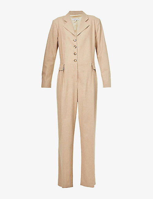 LA COLLECTION: Georgette collared wool and silk-blend jumpsuit