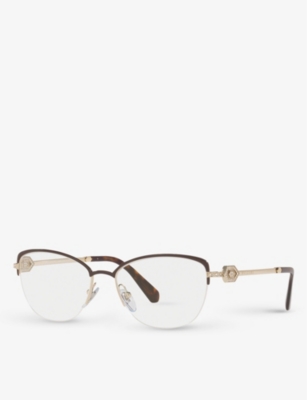 Shop Bvlgari Bv2210b Metal Cat-eye Glasses In Brown