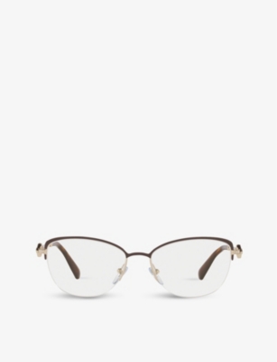 Bvlgari Bv2210b Metal Cat-eye Glasses In Brown