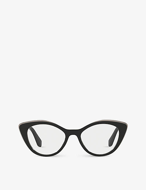 MIU MIU: MU01RV logo-embossed cat's-eye acetate optical glasses