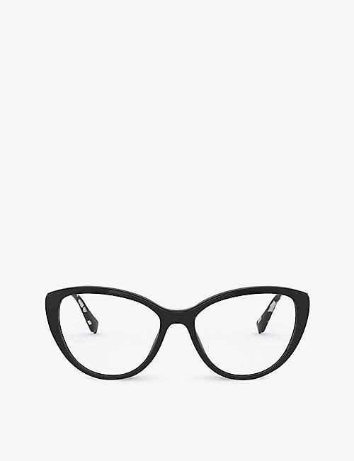 MIU MIU: MU02SV logo-embossed cat's-eye metal and acetate optical glasses