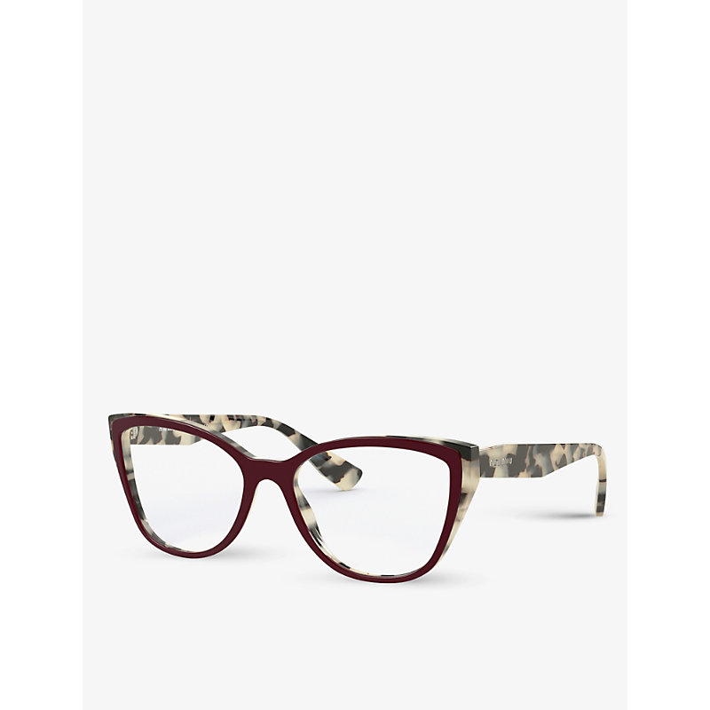 Shop Miu Miu Women's Red Mu04sv Havana-frame Acetate Optical Glasses